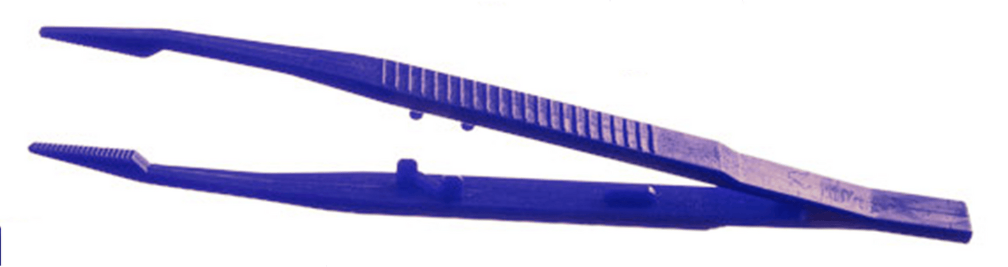 7"/12 Blue Lightweight Plastic Tweezer Set of 12