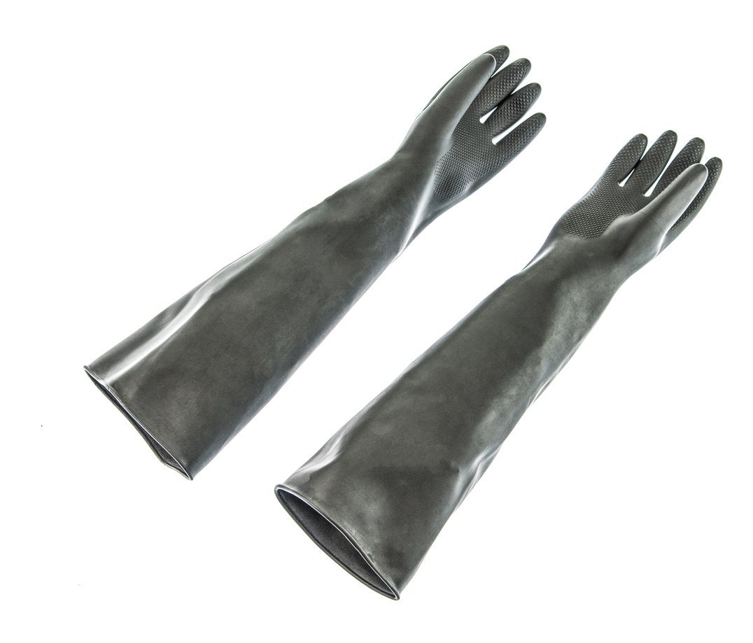 22" Black Rubber Gloves For Gold Panning,Texturized Palm Grip