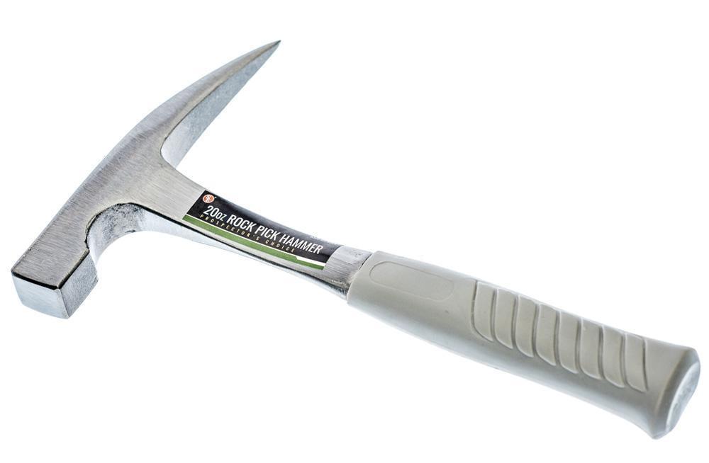 11" Rock Pick Hammer, Rubberized Handle, with Plastic Tip Cover, Overall weight : 32oz, Head Weight : 20oz