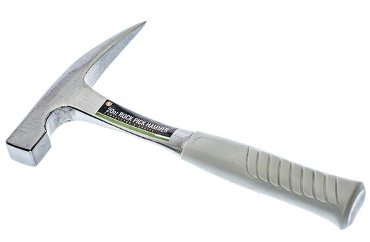 11" Rock Pick Hammer, Rubberized Handle, with Plastic Tip Cover, Overall weight : 32oz, Head Weight : 20oz