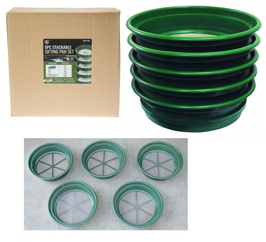 5-Piece Sifting Pan set - Size 11" Diameter Bottom, Top Diamater 13 1/4"